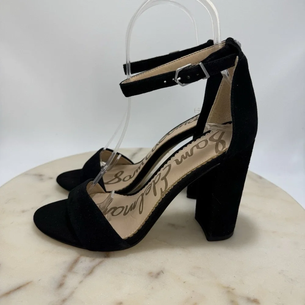Sam Edelman Yaro Block Heel Sandal Black Suede, Size 6M